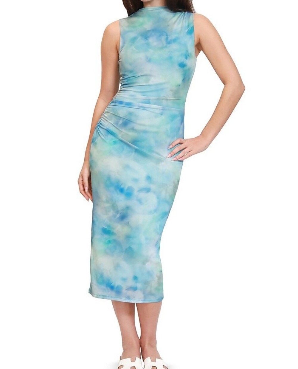 Steve By Steve Madden Sleeveless Blue Tie-Dye Midi Dress SZ M New No Tags